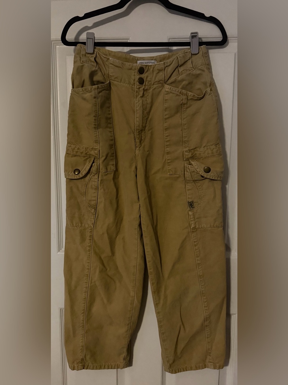Urban Outfitters Cargo Pants 2 Khaki Utility Wide Leg Cropped Oversized Pockets
